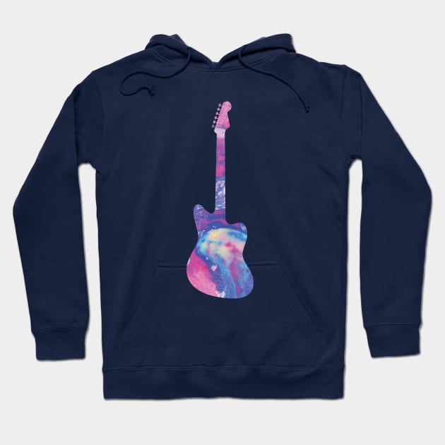 Offset Style Electric Guitar Watercolor Texture Hoodie by nightsworthy